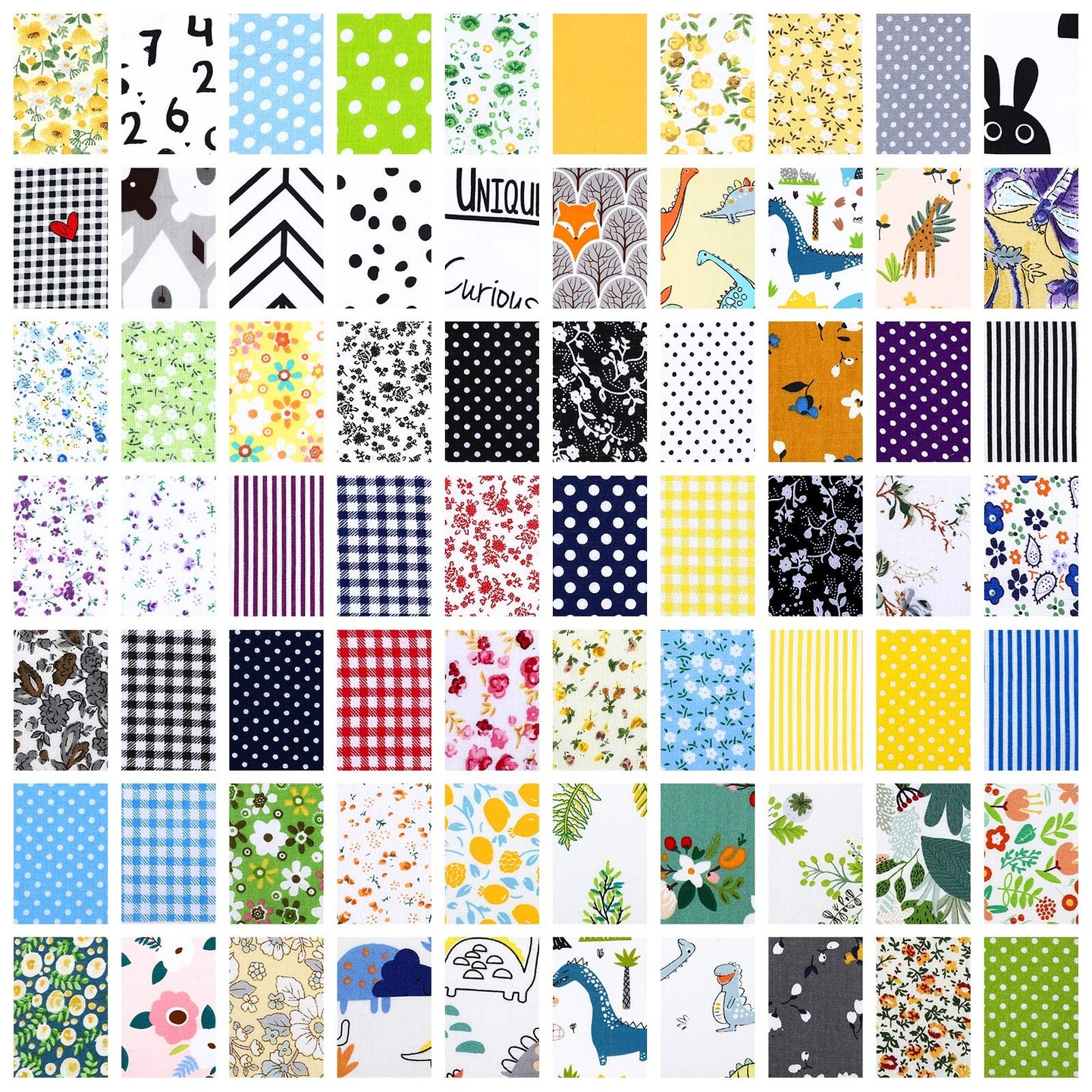 70 Pcs 10 x 10 Inch Cotton Fabric Squares Multicolor Quilting Fabric Bundles Precut Printed Patchwork Materials for Holiday DIY Crafts Cloths Handmade(Fresh Style)