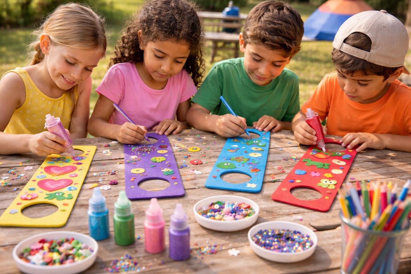 Assorted Color Foam Door Hangers 20 Pack – DIY Craft Door Sign Blanks for Classroom, Camp & Kids Art Projects