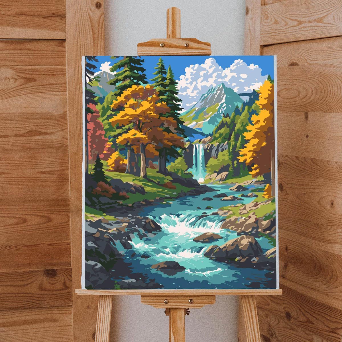 Mountain Stream Paint by Numbers Kit for Adults Mountains Canvas Painting Kit Beginner Landscape Oil Paint by Number Kits National Parks Kit for Adults Beginners 16x 20 in