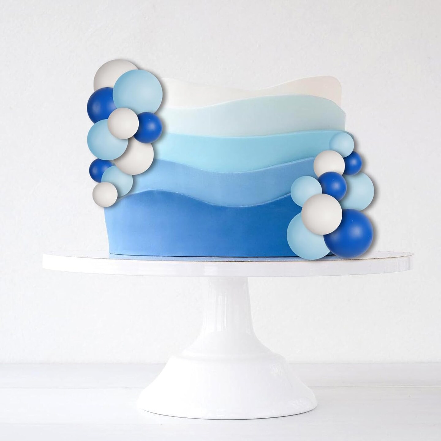 30 PCS Balls Cake Topper DIY Cake Insert Toppers Ball Cake Picks Cupcake Topper for Birthday Party Baby Shower Wedding Cake Decoration(Blue White Dark Blue)