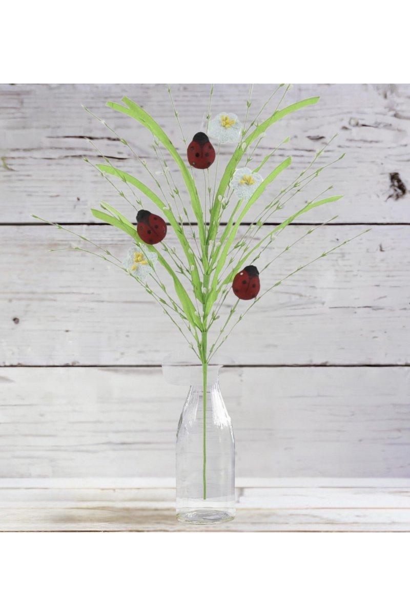28&#x22; Grass Pip Flower Ladybug Spray