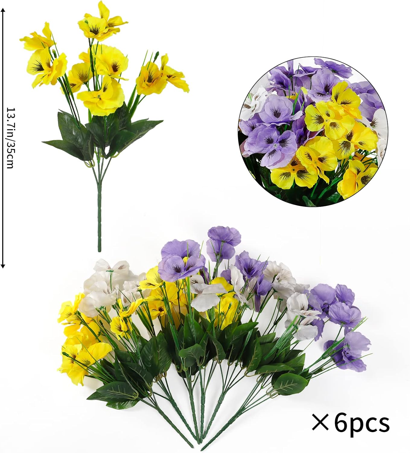 6 Bundles Faux Silk Flowers
