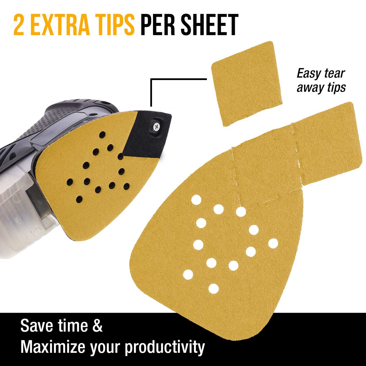 320 Grit - 12-Hole Pattern Hook &#x26; Loop Sanding Sheets for Mouse Sanders - Box of 24