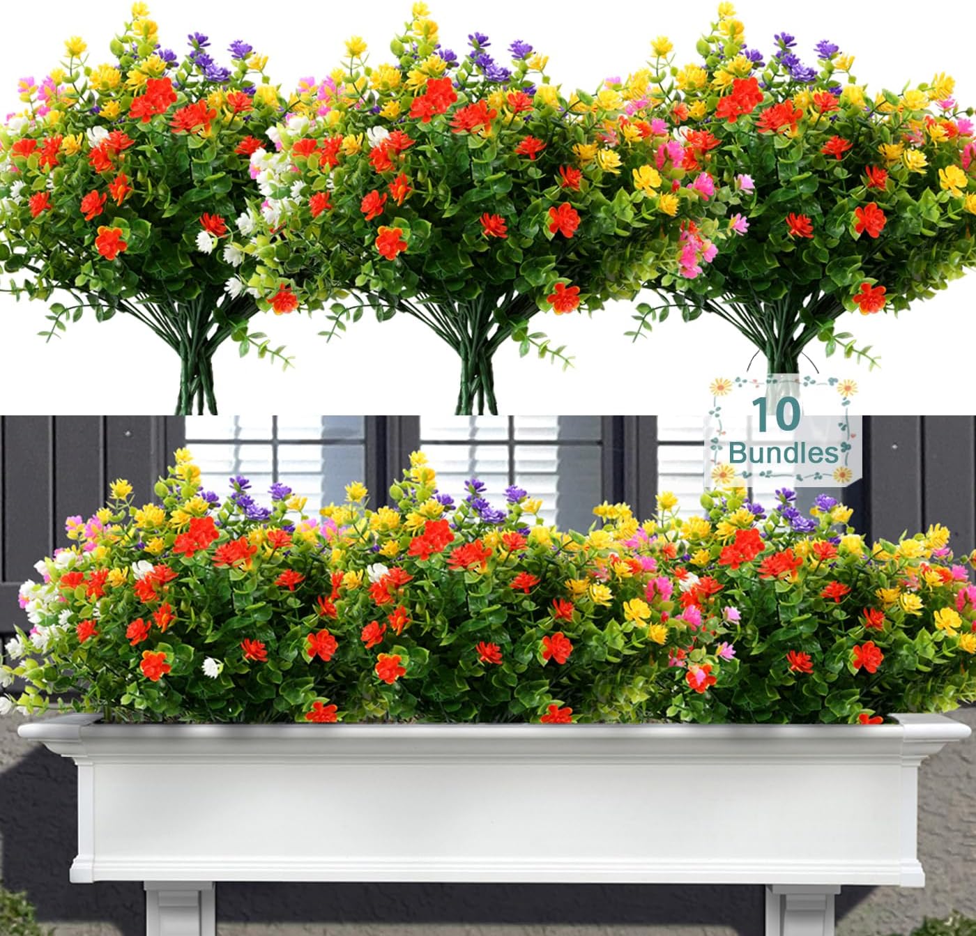 10 Bundles Realistic Spring Outdoor Fake Silk Flowers
