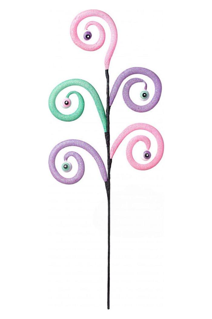 28&#x22; Eyeballs Spiral Curly Spray: Pink, Purple, Mint