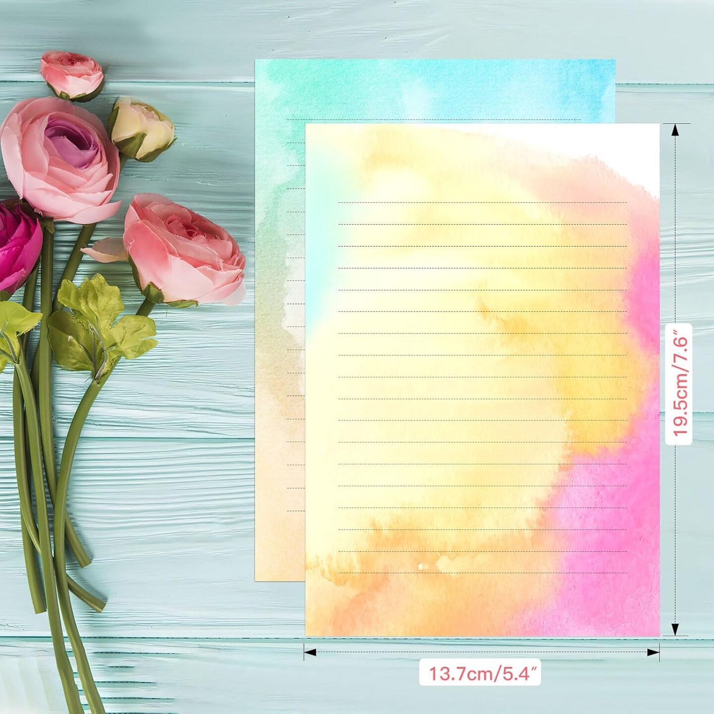 24-Piece Watercolor Stationery Set – Includes 12 Envelopes, 7.6x5.3” for Letters & Invitations