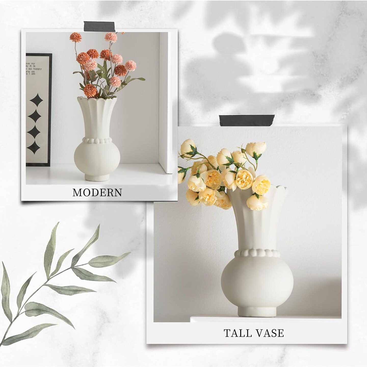 Ceramic Vase, Grey Modern Vase for Pampas Grass, Dried Flower Vase, Modern Pottery Vase, Decorative Terracotta Flower Vase, Clay Vase, Centerpieces for Dining Table 5.5"L x 5.5"W x 10.27"H