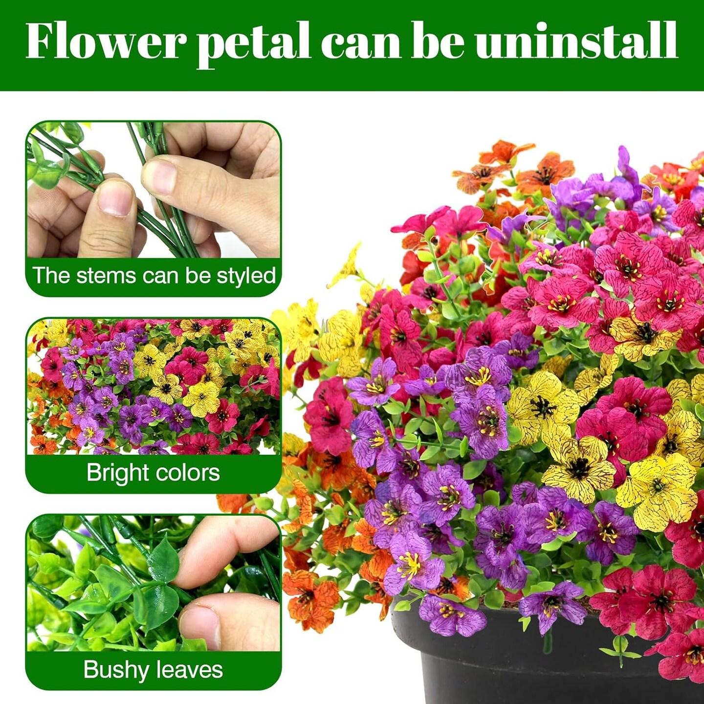 12 Bundles Artificial Fake Flowers for Outdoor Spring Decoration