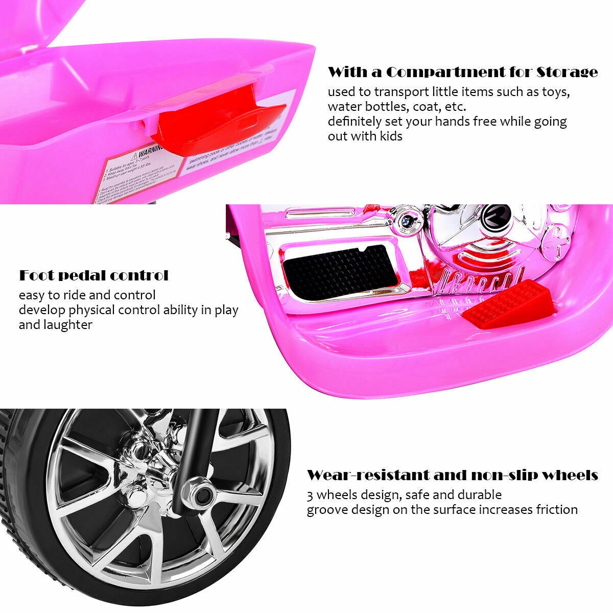 Kids Ride-On Motorcycle with Music, Lights and Rechargeable Battery