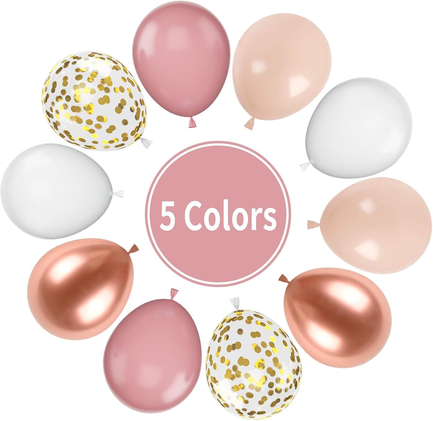 Dusty Pink Balloons, 55Pcs Blush Pink Party Balloons 12 Inch Metallic Rose Gold White Latex Balloons Retro Pink Rose Gold Balloons Gold Confetti Balloons for Birthday Party Baby Shower Bridal Shower