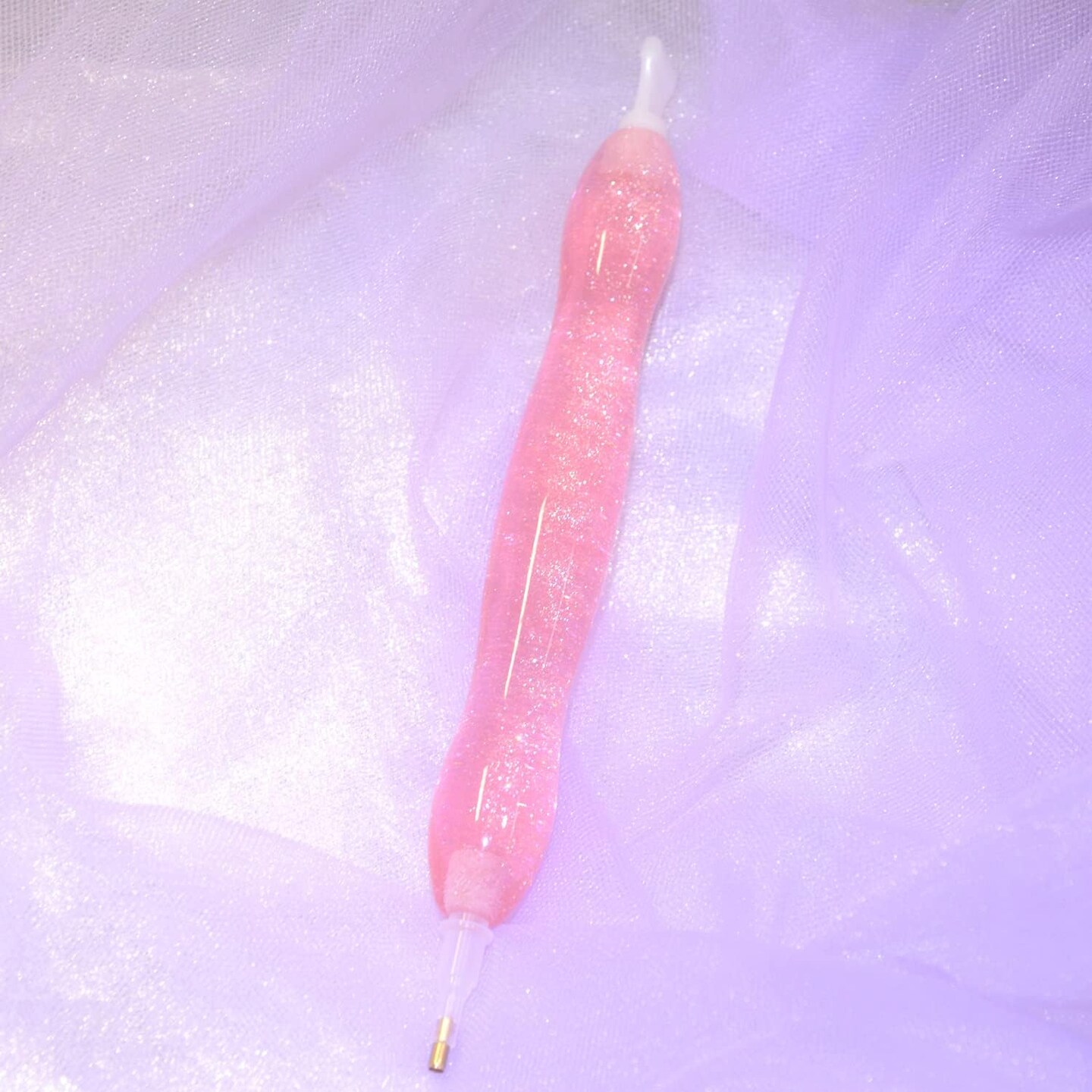 Handmade 5D Diamond Painting Art Drill Pen Kit Tool with 14pc Thin Tips and 10 Waxes Glitter Pink