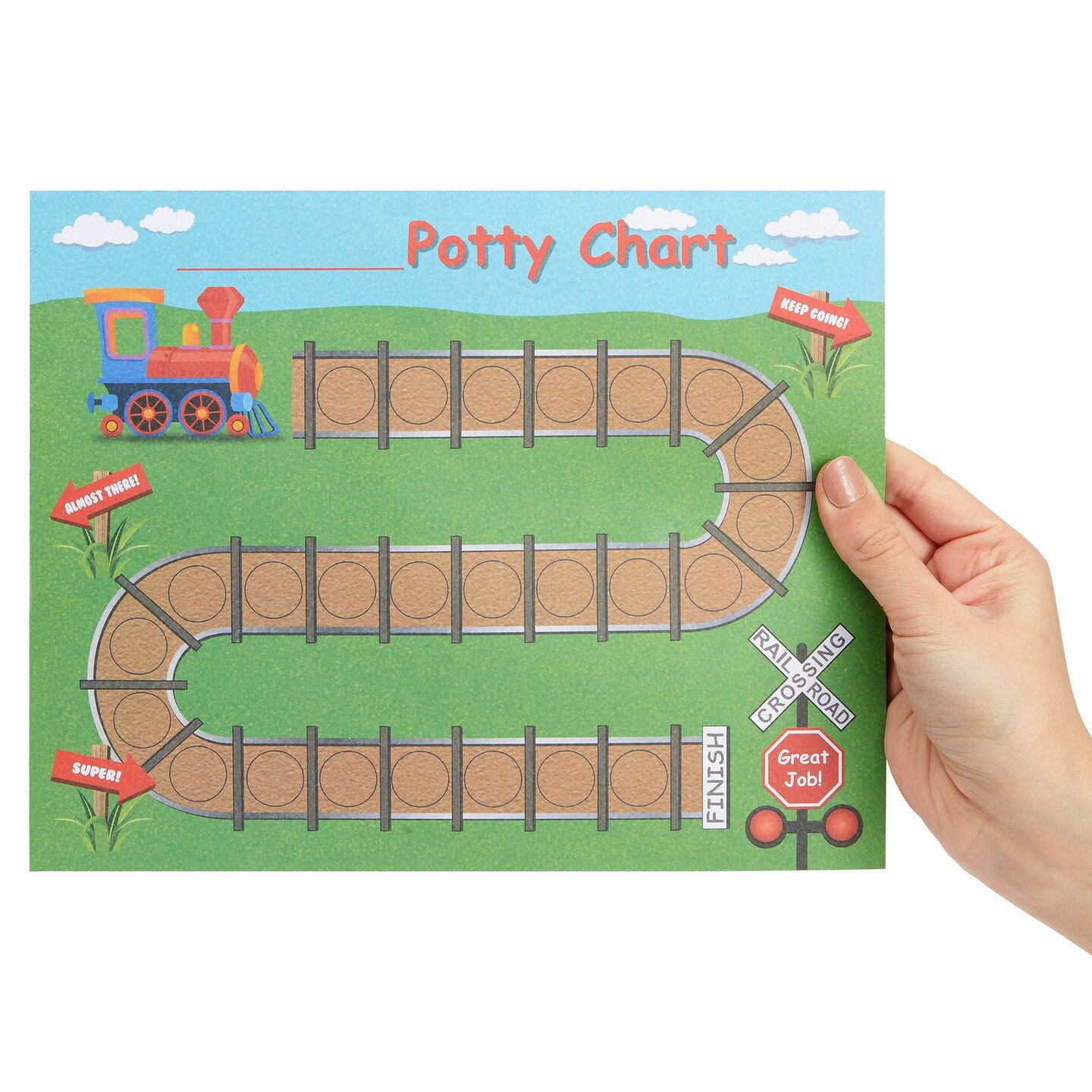50 Sheets Railroad Potty Training Sticker Chart for Toddlers, Boys, Girls with 800 Train Stickers (10.3x8.3 in)