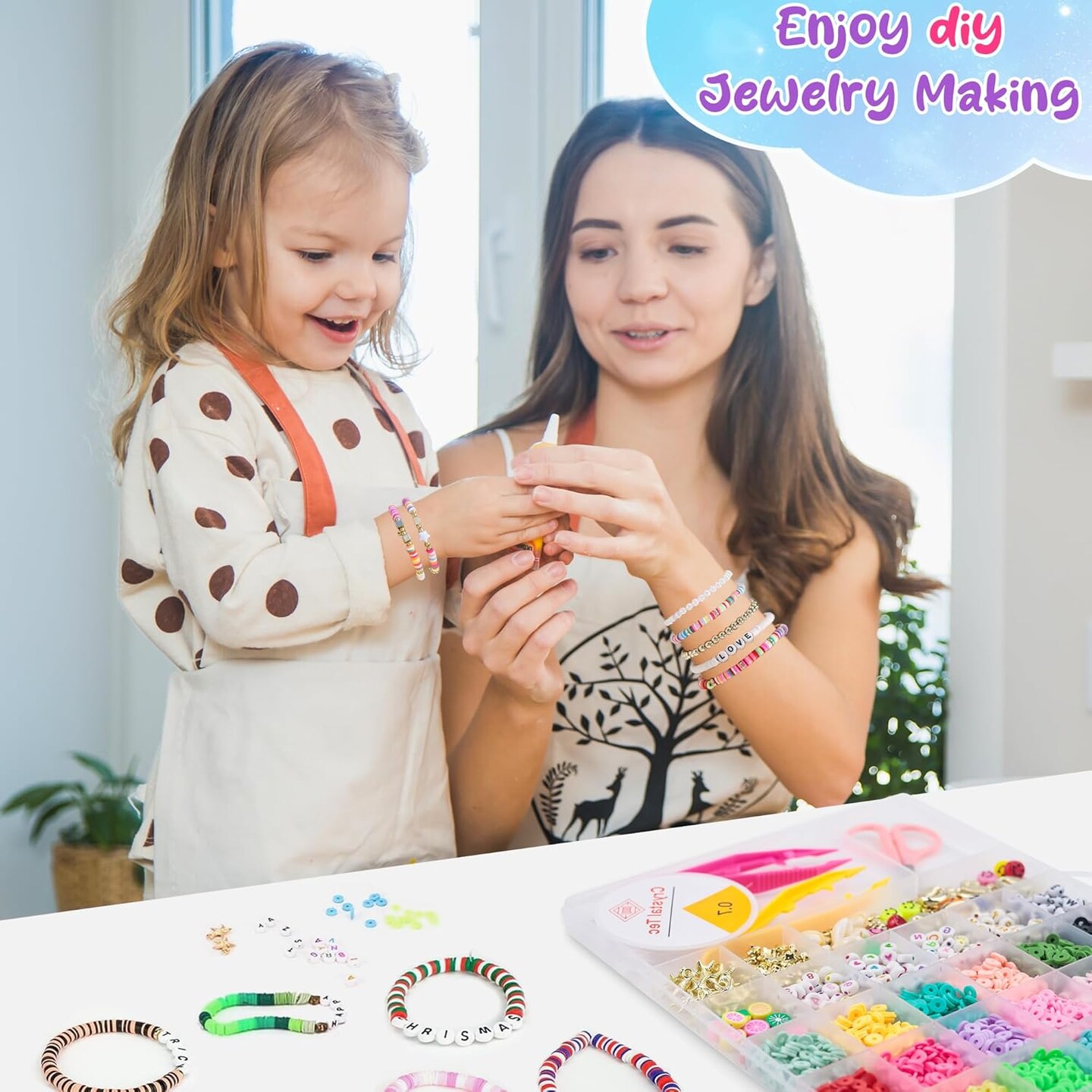 Easter Basket Essentials for Kids Girls - 5300 Clay Beads Bracelet Making Kit,Arts and Crafts for Kids Ages 8-12,Easter Crafts Games Toys for 3-10 Year Old Birthday Gift,Stuff Supplies