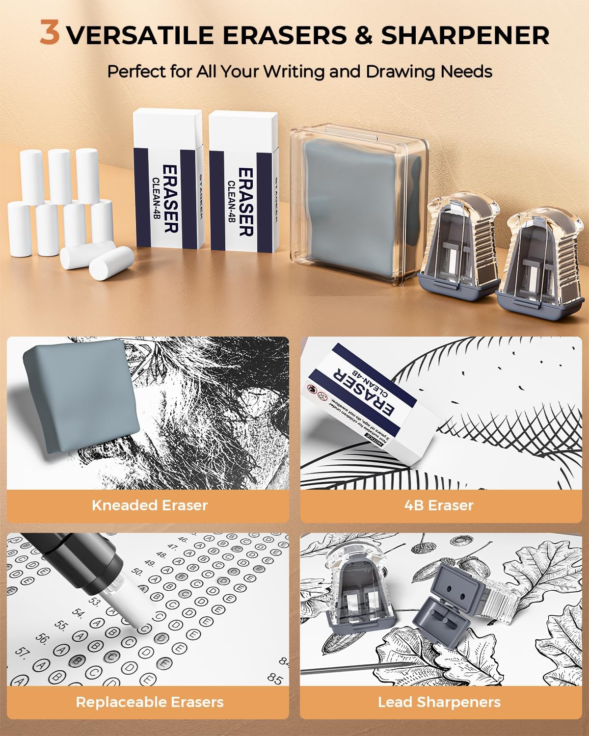 30Pcs Metal Mechanical Pencil Set with Leather Case, 0.5/0.7/0.9/2.0mm Art Drafting Pencils, 16 Tubes Graphite Leads (6B 4B 2B HB 2H 4H) with Colored Leads for Sketching Drawing Writing(Black)