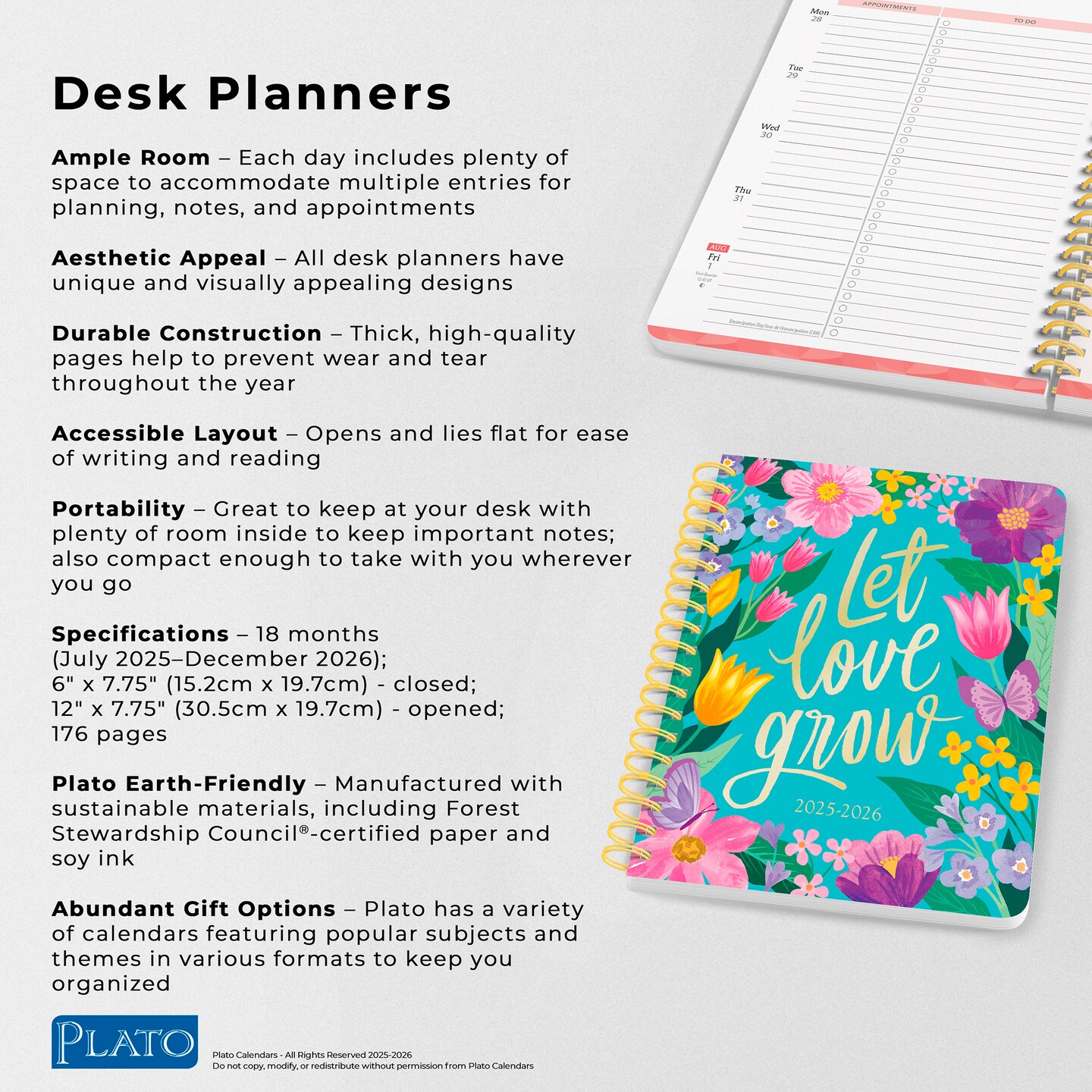 Bonnie Marcus OFFICIAL | 2026 6 x 7.75 Inch 18 Months Weekly Desk Planner | Foil Stamped Cover | July 2025 - December 2026