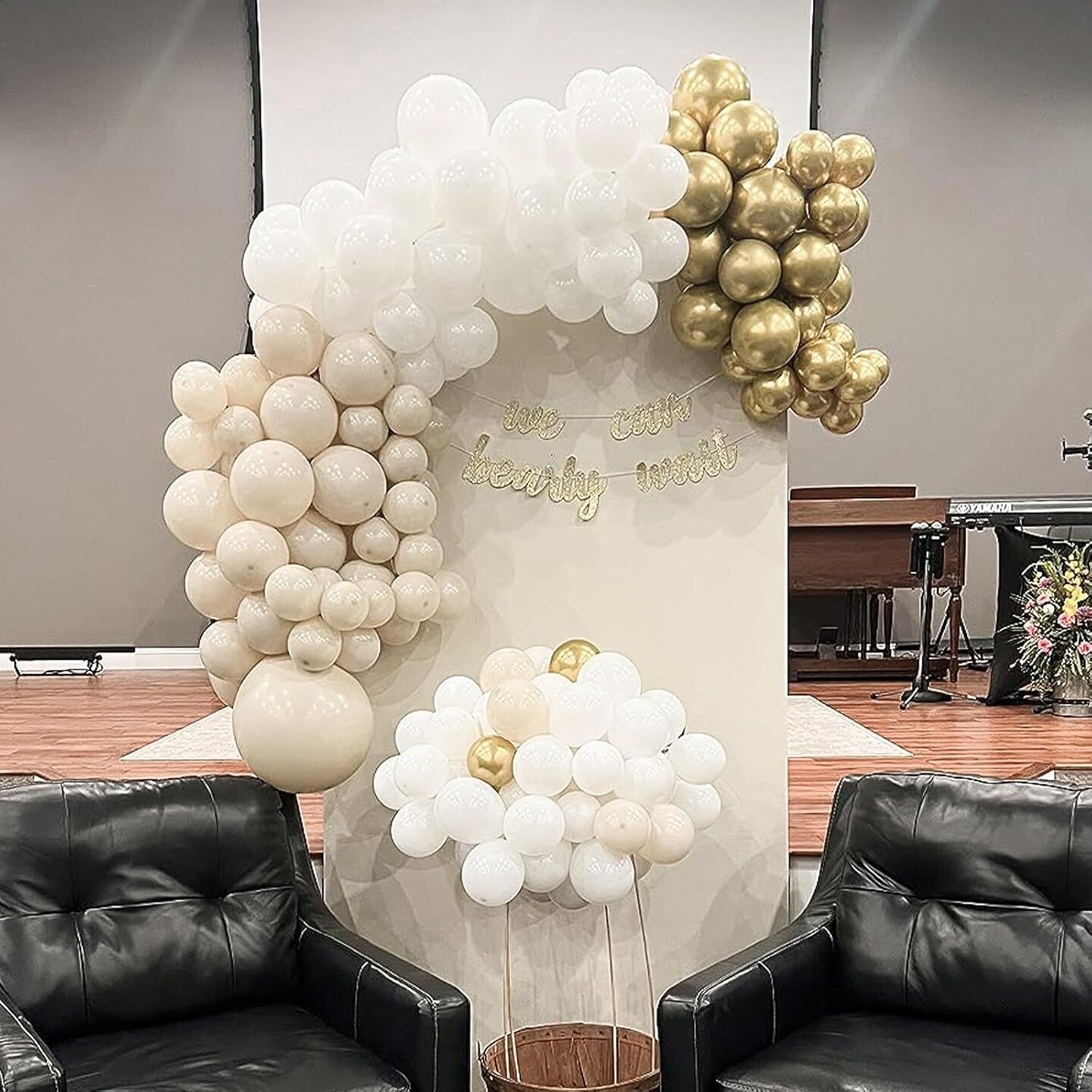 White Sand Gold Balloons, 60 Packs 12 Inch White Nude Balloons with Metallic Chrome Gold Beige Latex Balloons