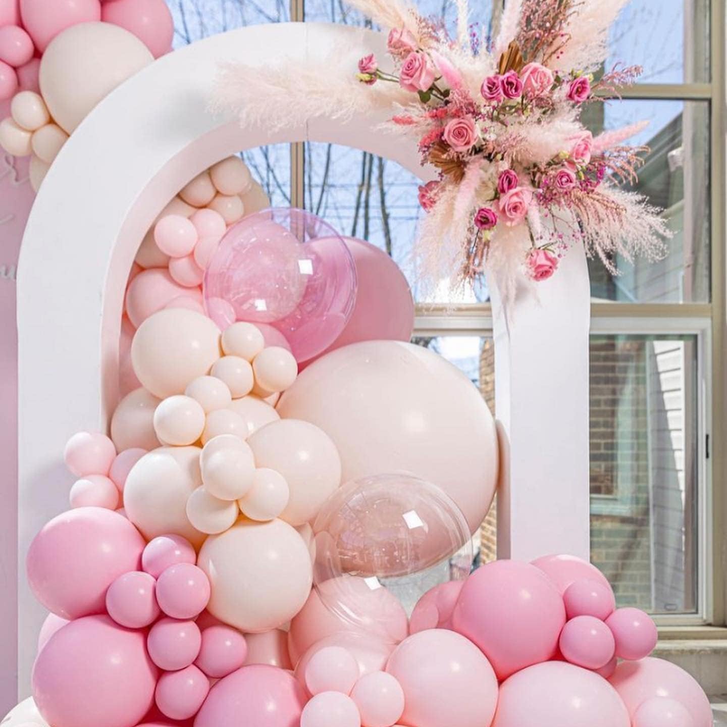 Bride Balloon Arch Garland Pastel Pink For Bridal Baby Shower Party Decoration Bobo Clear Nude Cream Double-Stuffed Girl Women Princess