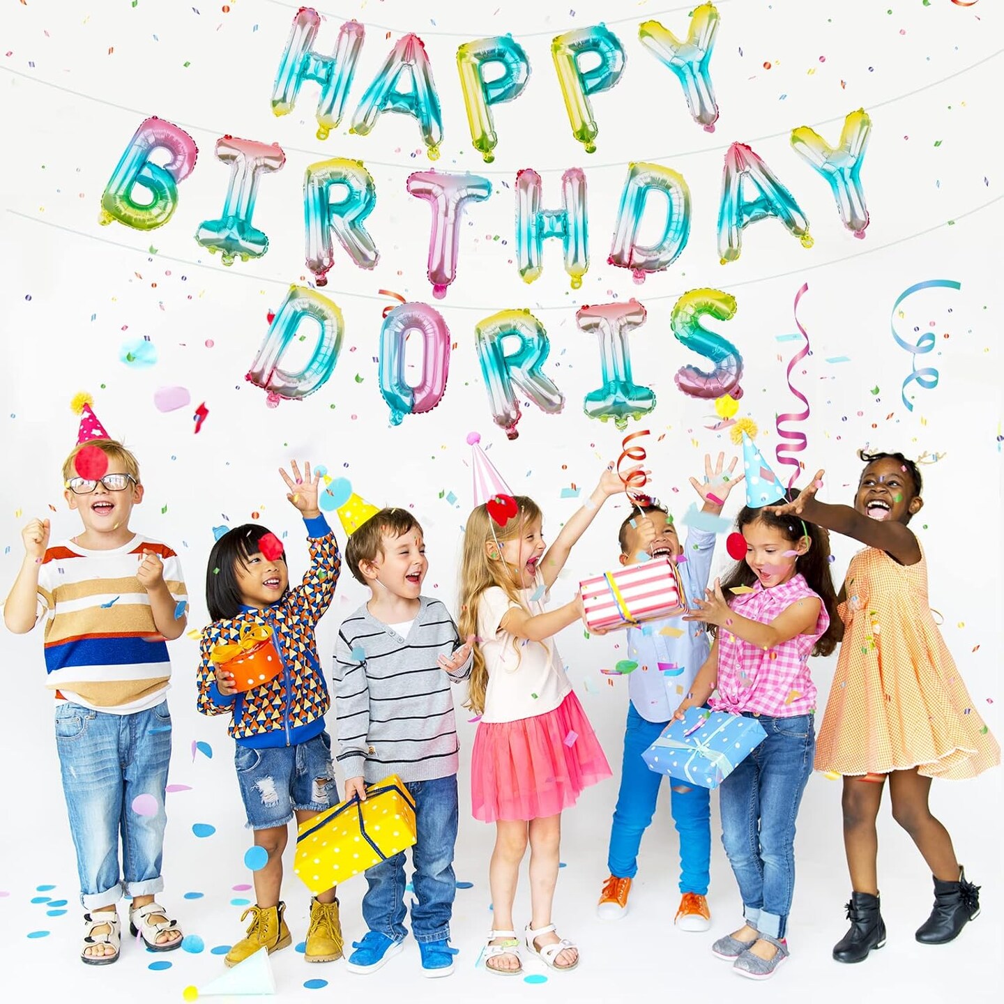 Personalized Name Happy Birthday Banner - Happy Birthday Balloon Letters Balloons 2 Sets A- Z 16&#x27;&#x27; Mylar Foil Birthday Party Decorations for Kids, Women, Men, Colorful