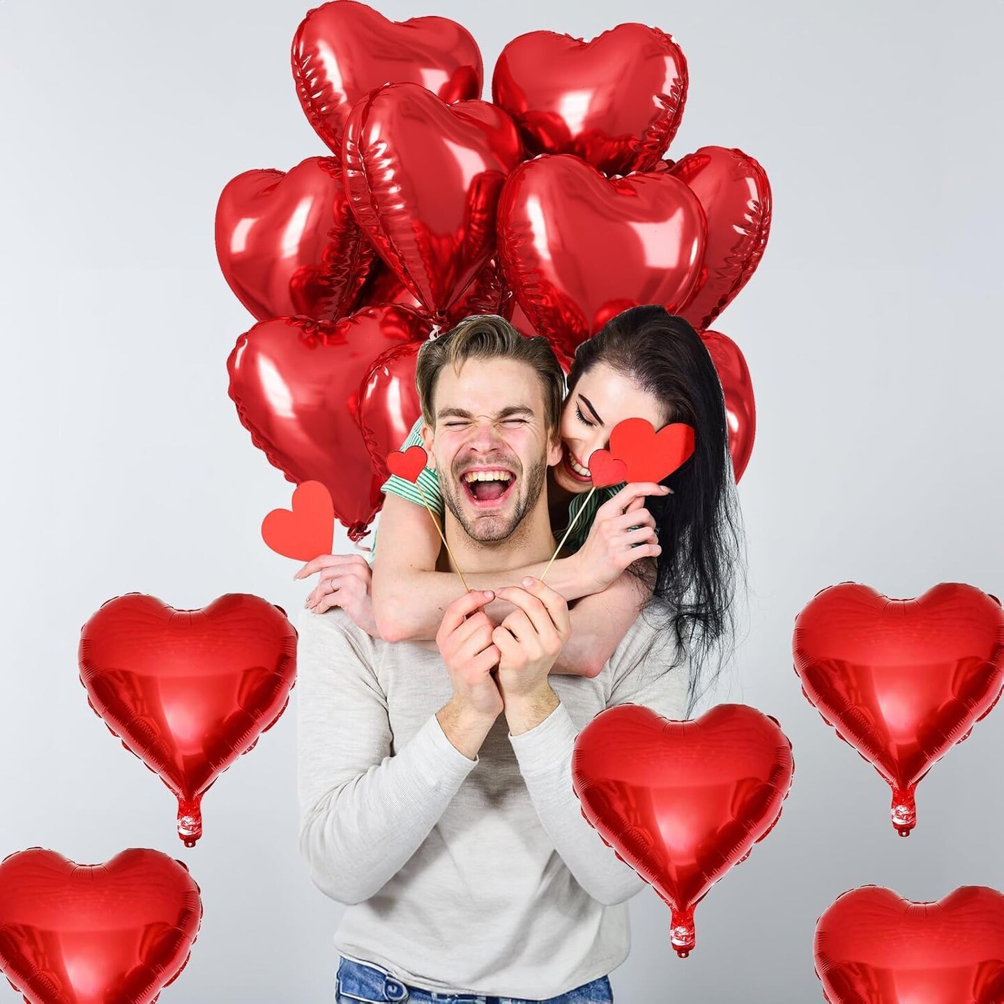 Red Heart Balloons, 18 Inch Red Heart Foil Balloons Large Red Foil Balloons Helium for Party Decoration Red Heart Shape Mylar Balloons