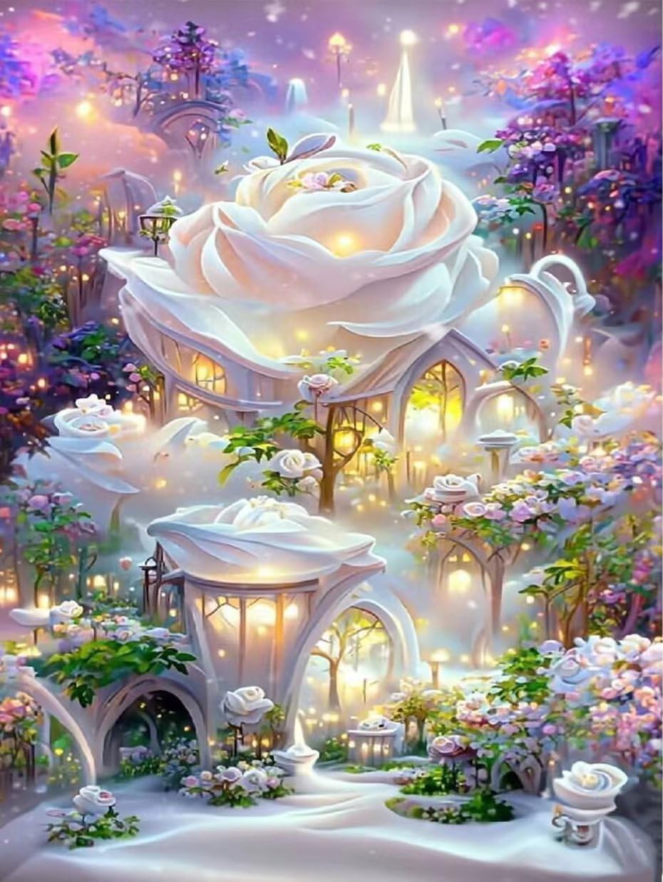 DCIDBEI Diamond Painting 30x30cm Gatto E Fiori Blu - Kit Mosaico 5D Fai Da Te Per Adulti E Bambini, Quadro Con Diamanti Rotondi