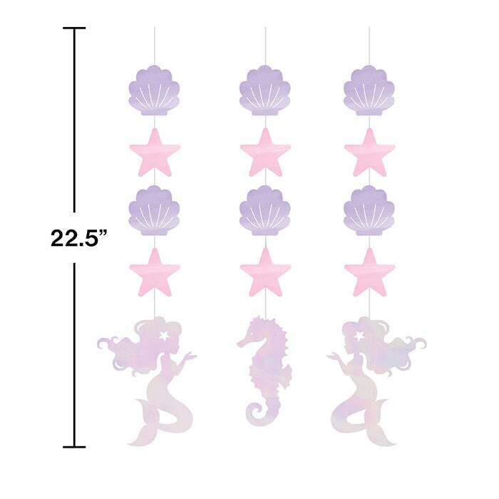 36 pc Bulk Iridescent Mermaid Party Hanging Decorations
