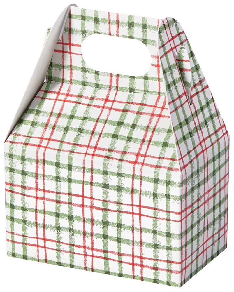 Pack/6: Red &#x26; Green Plaid Gable Box - 4 x 2-1/2 x 2-1/2&#x22;