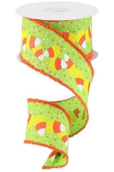 2.5&#x22; Candy Corn Drift Edge Ribbon: Lime (10 Yards)