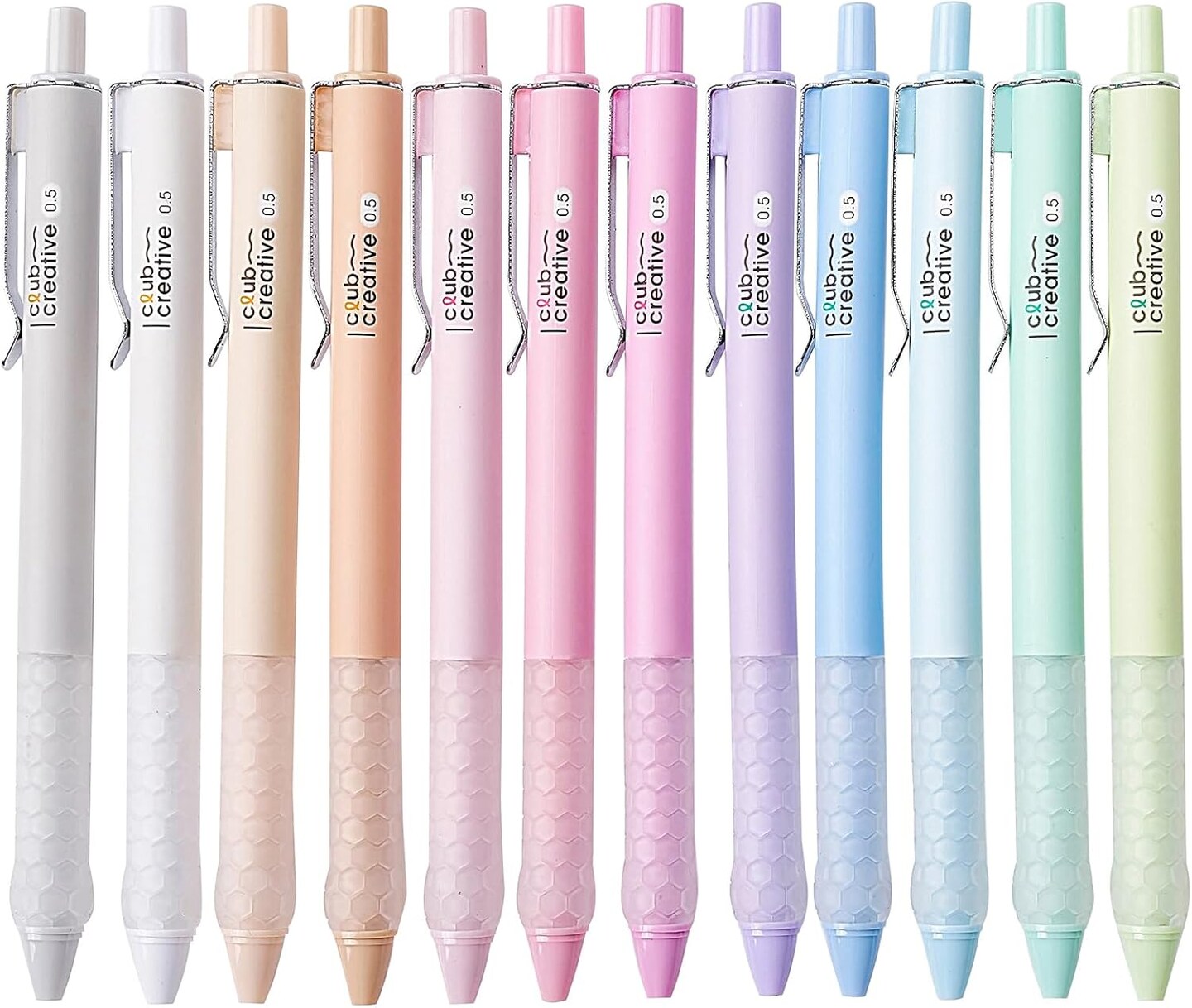 Gel Pens, 0.5mm Fine Point Smooth Writing Pens, 12 Count Set with Blue Gel Ink, Pastel & Assorted Color Body, Functional & Pretty Pens for Office, School, Journaling, Writing