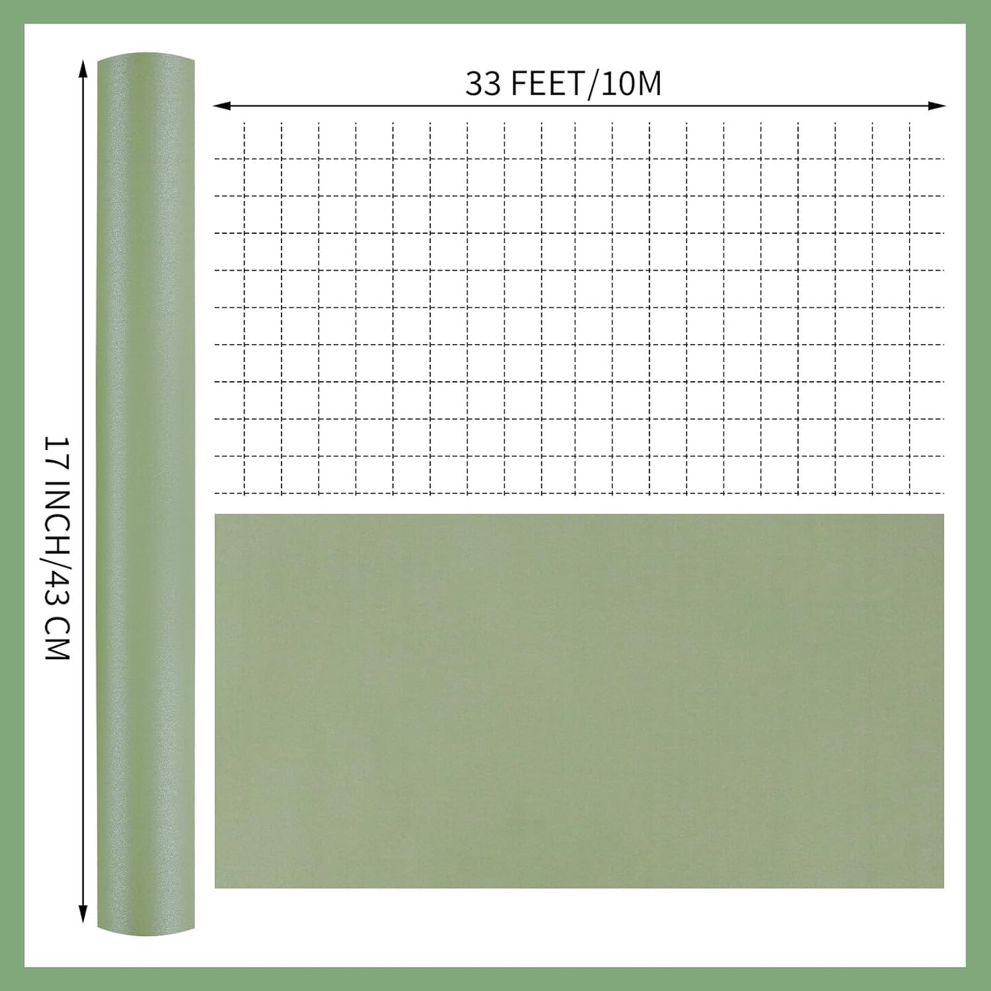 Sage Green Wrapping Paper Roll 17 In X 33 Ft Gift Wrapping