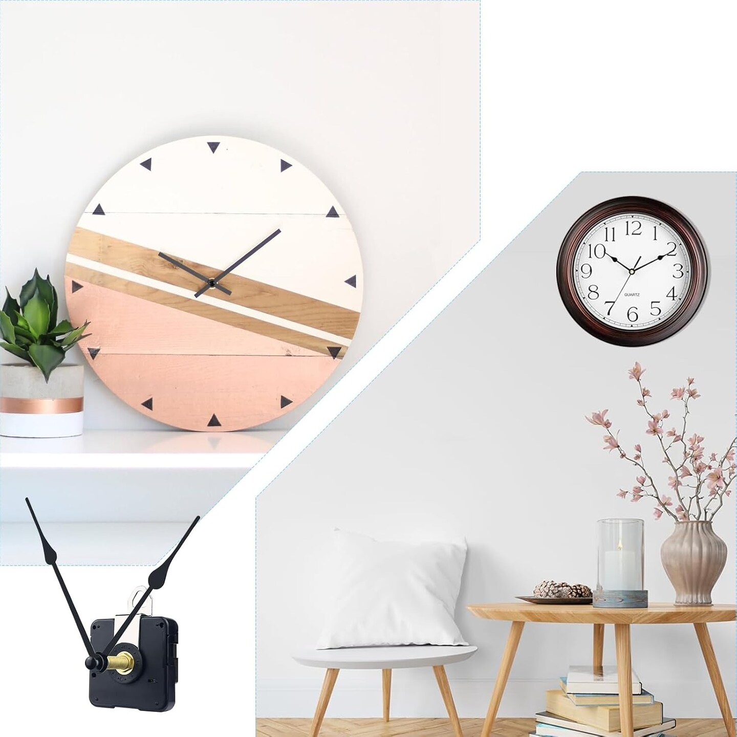 31mm Quartz Long Shaft Clock Movement – 1-1/5" Shaft, 2 Pairs Hands, DIY Repair Kit.