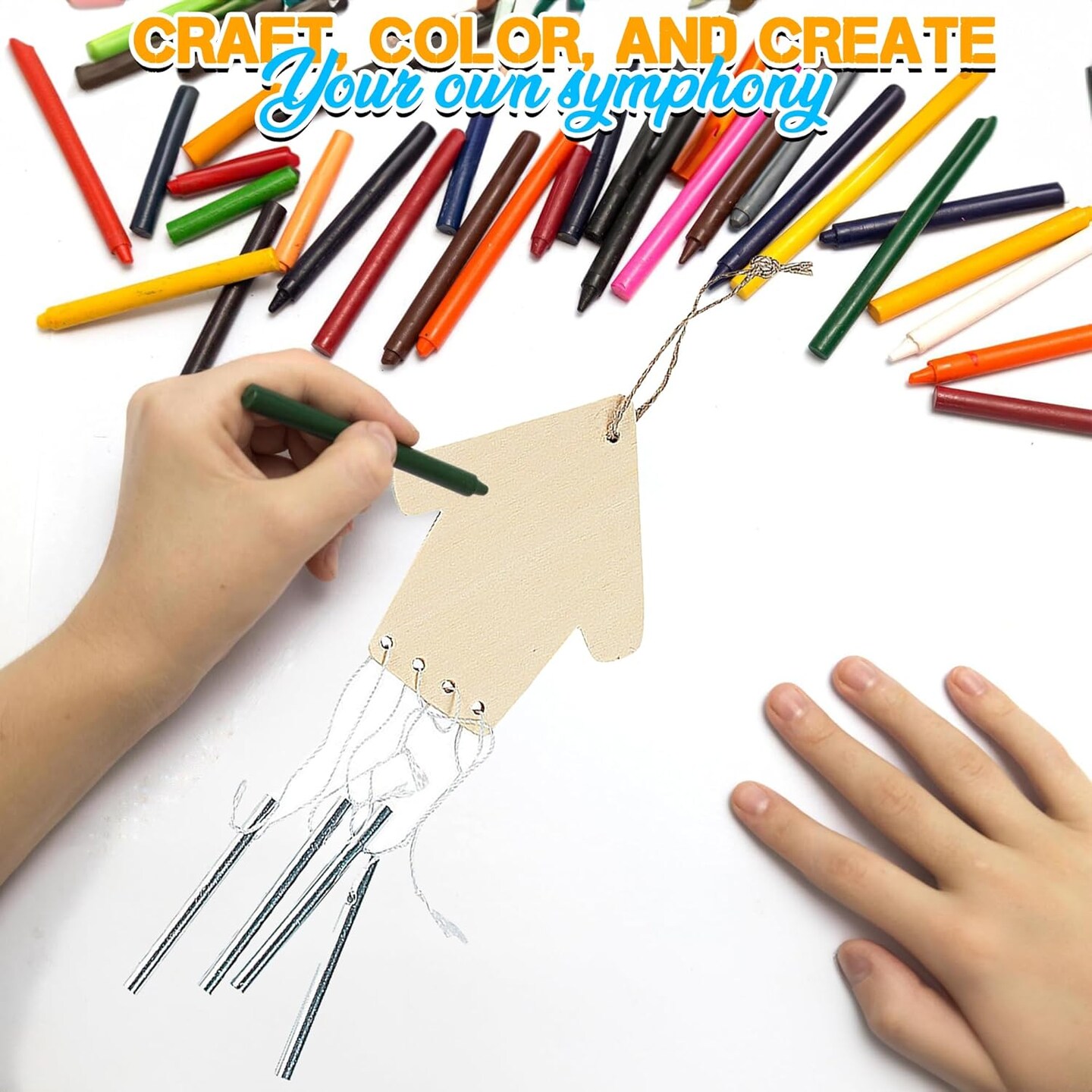 DIY Wind Chime Kits for Kids - Makes 12 - Assorted Summer Theme Shapes - Great Creative Activity for Kids
