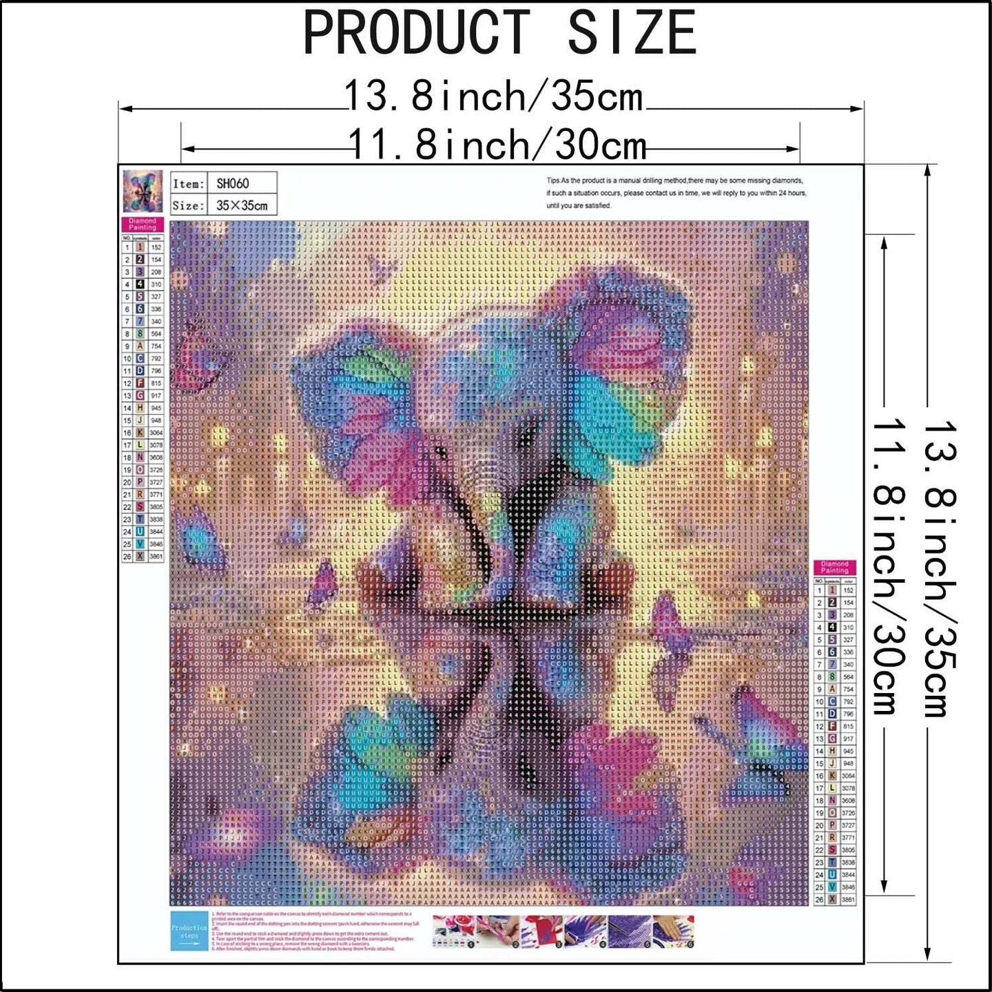 5D Diamond Painting Kits for Adults, Animal Elephant Full Drill Diamond Painting Kits for Beginner,DIY Butterfly Round Diamond Dots for Adults Gem Art Home Wall Decor 14 X 14Inch