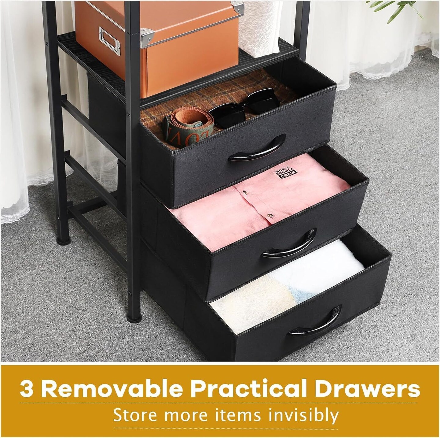 Heavy Duty Garment Rack with 3 Drawers & Shelves | 71" Tall Multi-Functional Clothing Organizer | Industrial-Strength Metal & Pine Wood Wardrobe for Bedroom, Entryway