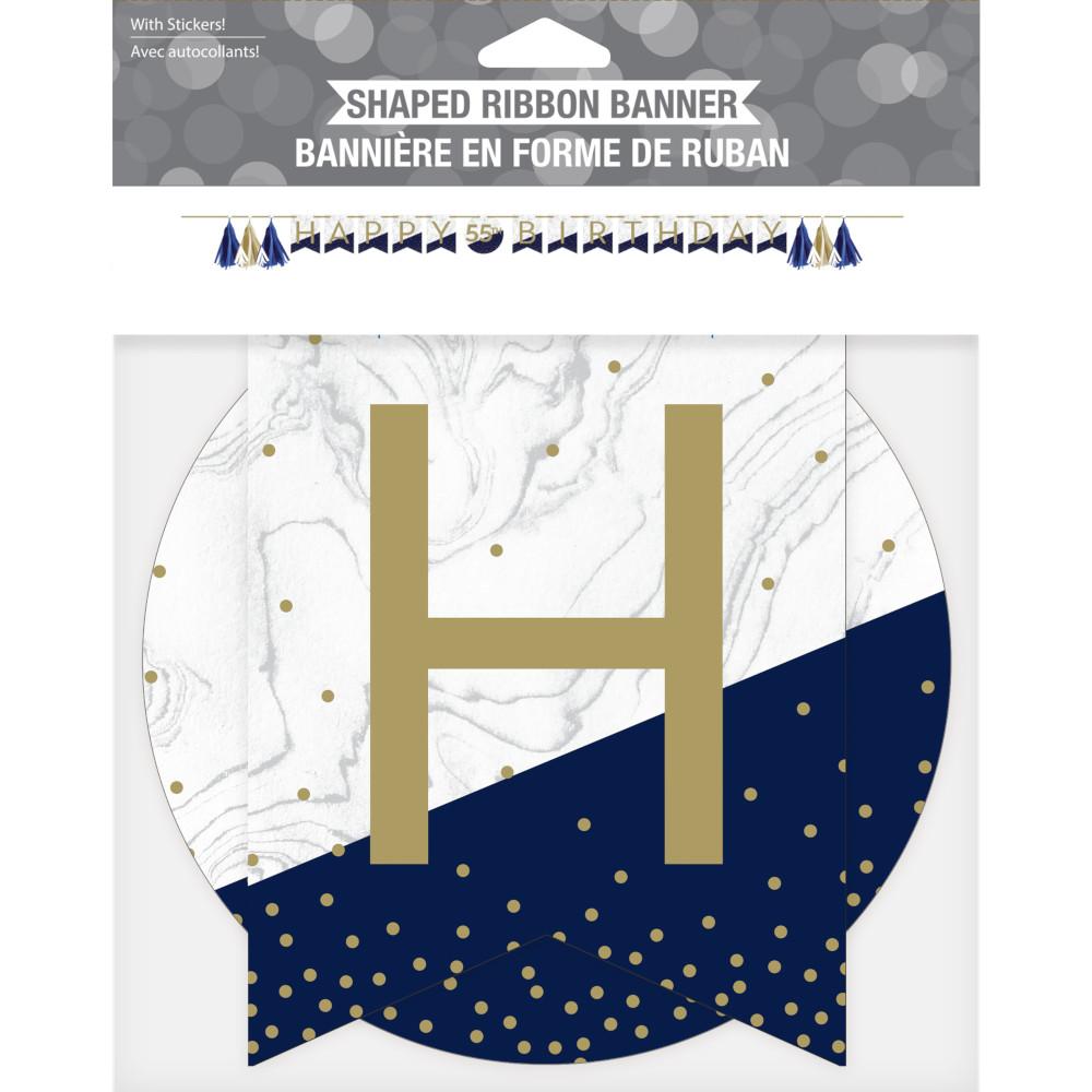 12 pc Bulk Navy and Gold Birthday Banners