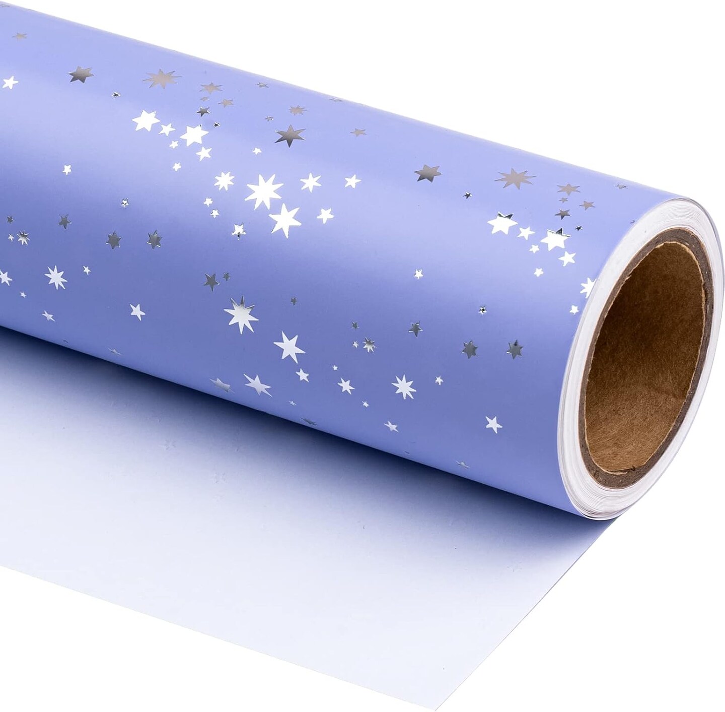 Wrapping Paper Roll - Mini Roll - 17 Inch x 33 Feet - Stars with Silver Foil Design