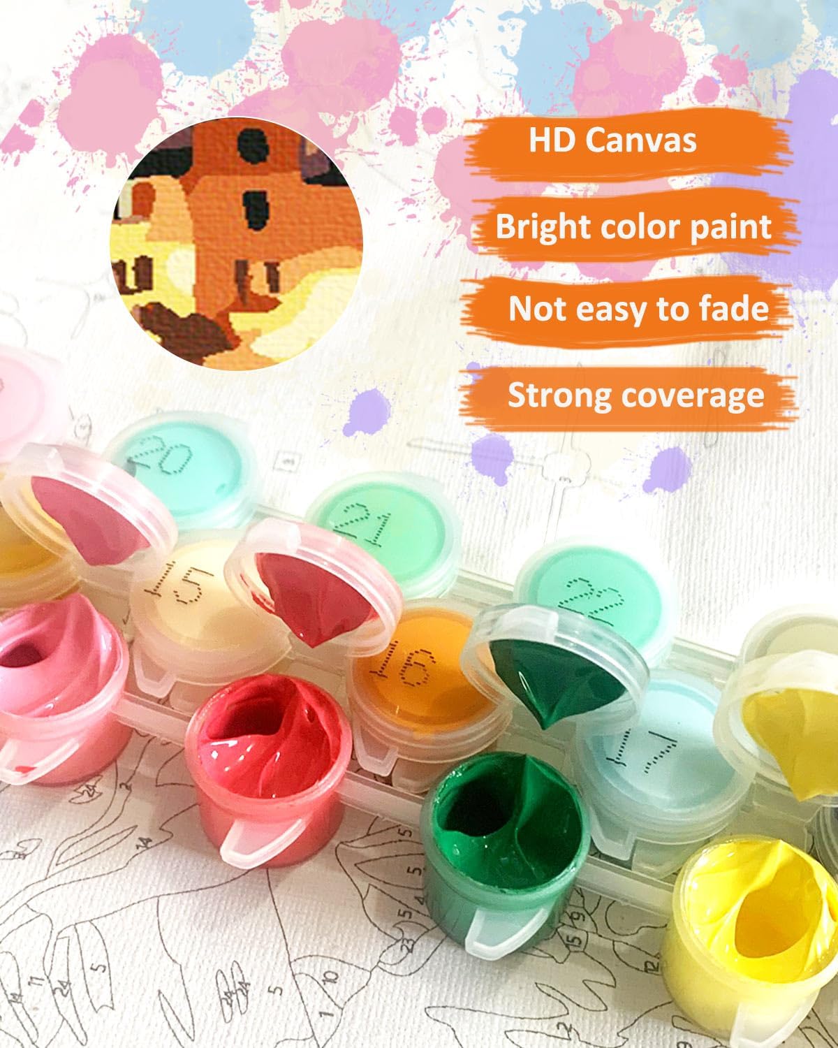 2 Pack Paint by Numbers Kit for Adults 16x20inch Stained Glass Butterfly Paint by Number Canvas, Acrylic Adults&#x27; Paint-by-Number Kits Flowers