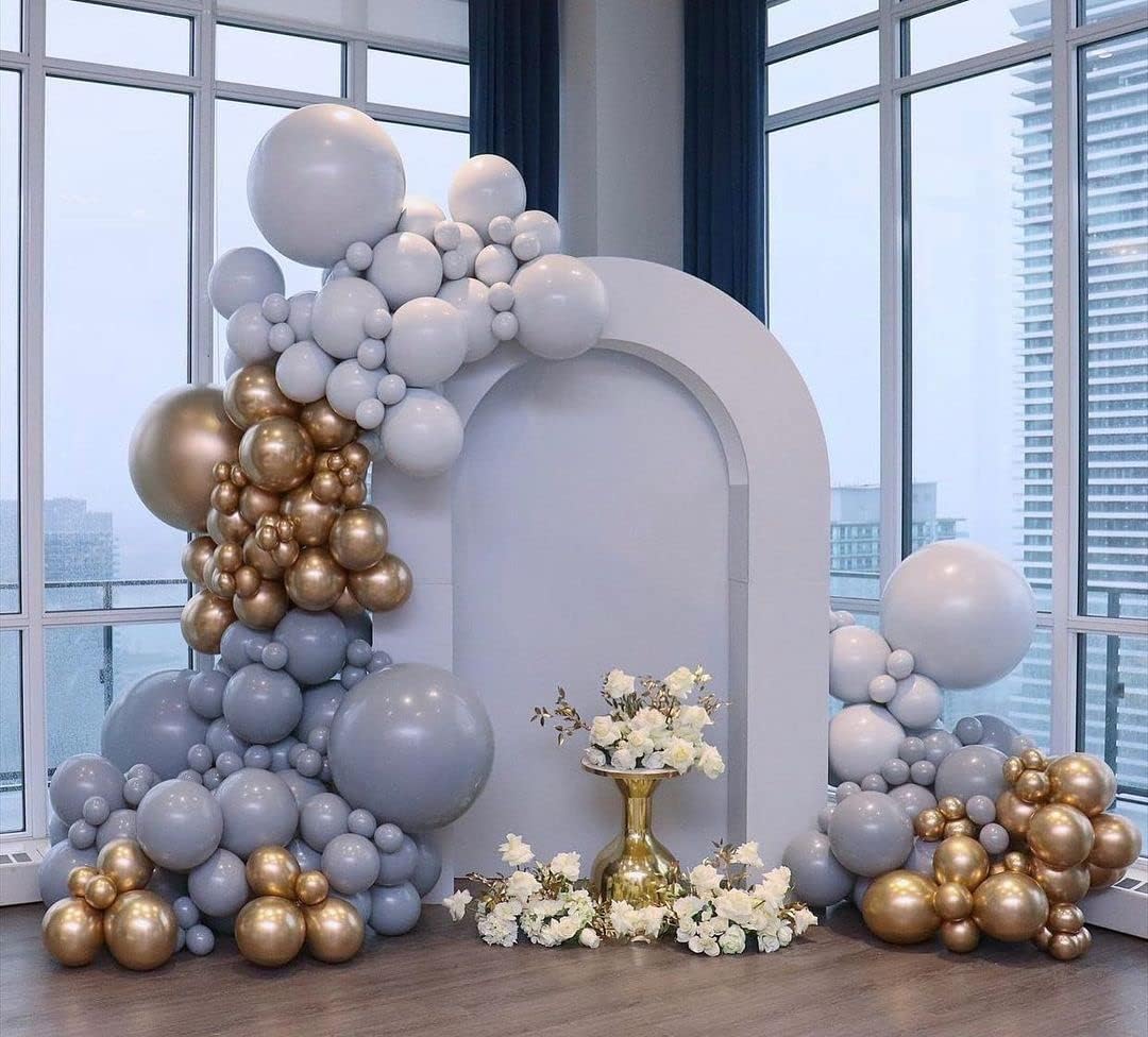 Gray Balloons Latex Party Balloons - 100 Pack 12 inch Round Helium Pastel Grey Balloons for Birthday Baby Shower Wedding Anniversary Party Decorations