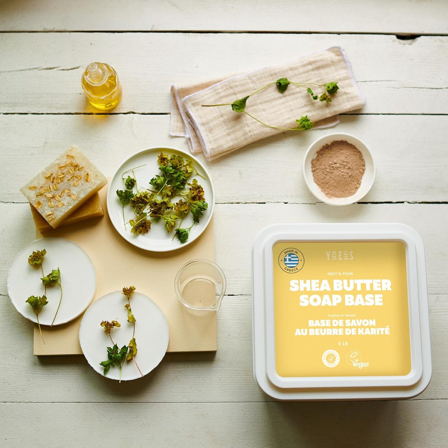 Shea Butter Soap Base - 5Lb Melt and Pour Soap Making Supplies with Organic Shea Butter - No Palm Oil, Vegan, Antioxidant-Rich and Gentle on the Skin - Crafting Recipe Book Included