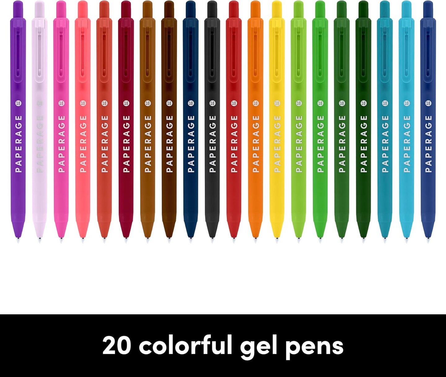 Gel Pens With Retractable Medium Point (0.7mm), 20 Pack Colored Gel Pens, Assorted Colors, Smooth Writing Pens For Journals, Notebooks, Note Pads, Drawing, Office &#x26; School Supplies