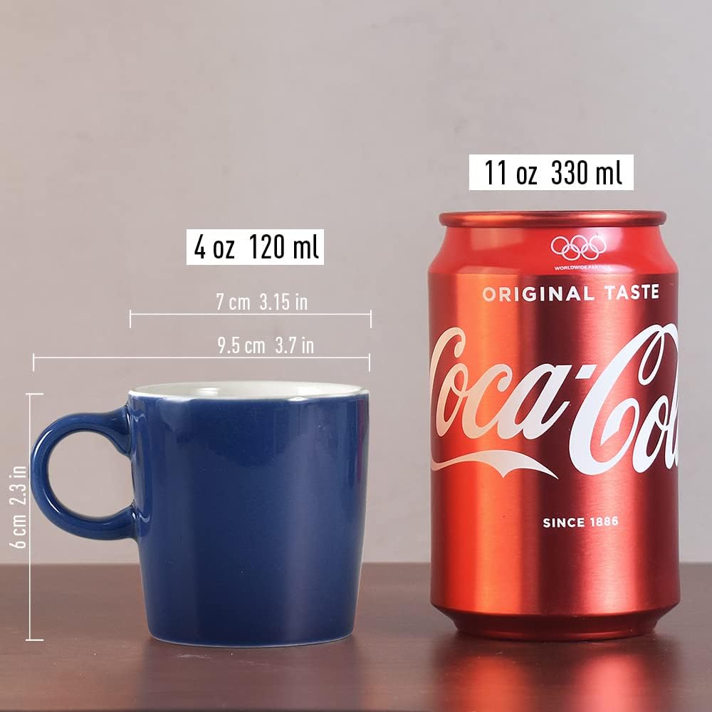 Mini Porcelain Espresso Cups, 4oz, Set of 6 – Navy Ceramic Demitasse Mugs