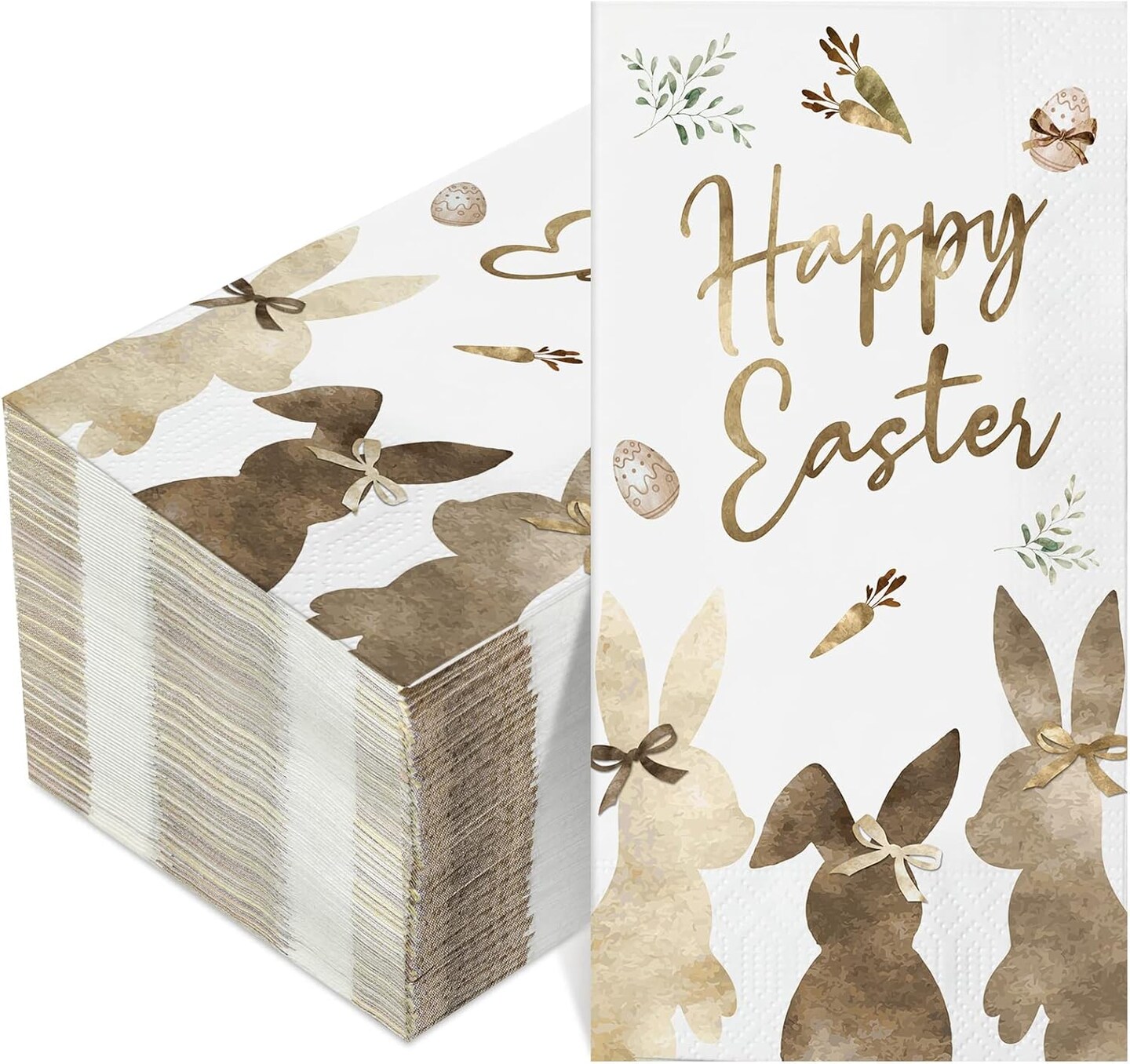 100 Pcs Happy Easter Napkins Spring Beverage Napkins 3 Ply Easter Bunny Paper for Home Family Dinner Hand Towels Holiday Party Supplies, 12.6 x 15 Inch(Bunny)