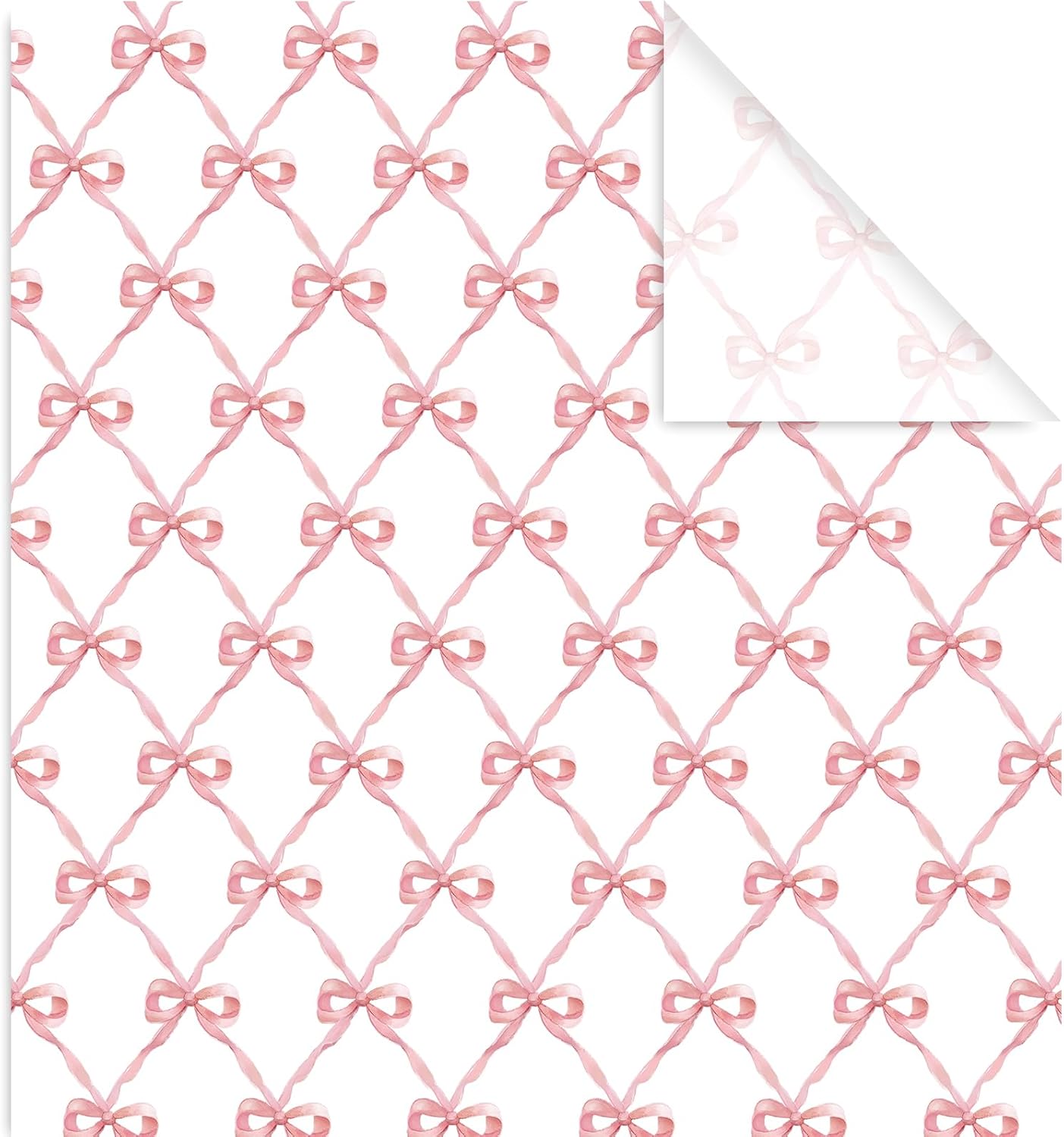 6 Sheets Pink Bow Wrapping Paper -Not Roll- Gift Wrap Paper Folded Flat Large Craft Paper for Birthday Baby Shower Party Supplies, 27.6 x 39.4 Inch