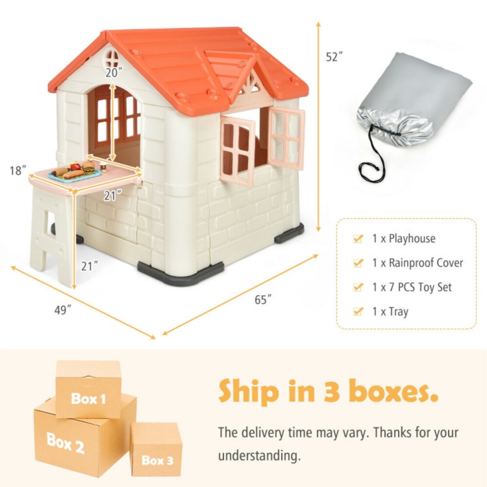 HDPE Playhouse Set with Slide, Table and Cover for Kids