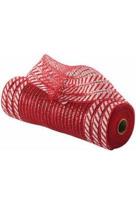 10&#x22; Patterned Edge Mesh Ribbon: Candy Cane (10 Yards)