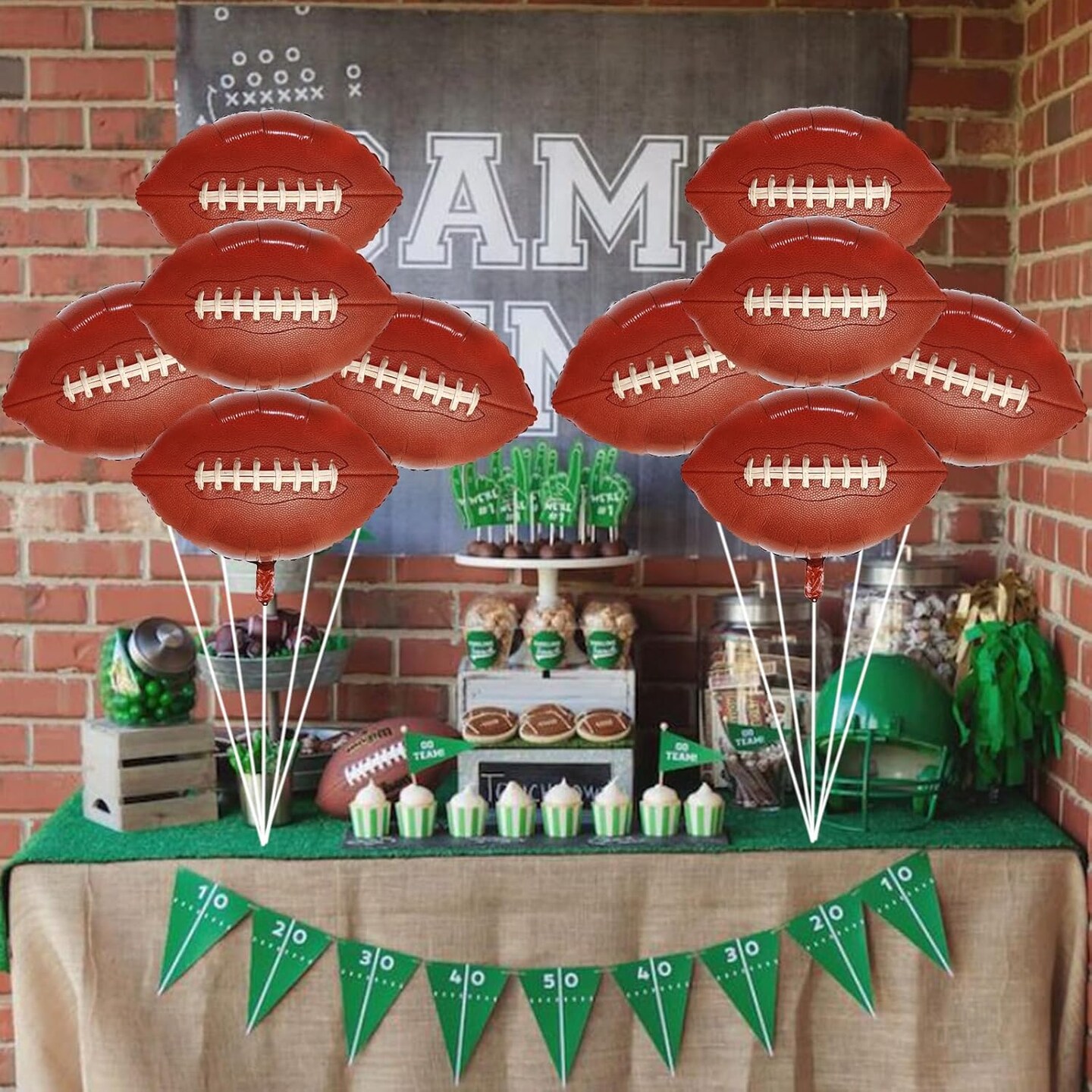 5 Pieces Large Football Party Balloons, Brown Football Shaped Mylar Foil Balloons Sports Theme Party Decorations for Boys Men Football Fans Tailgate Birthday Party Super Bowl Decorations Supplies
