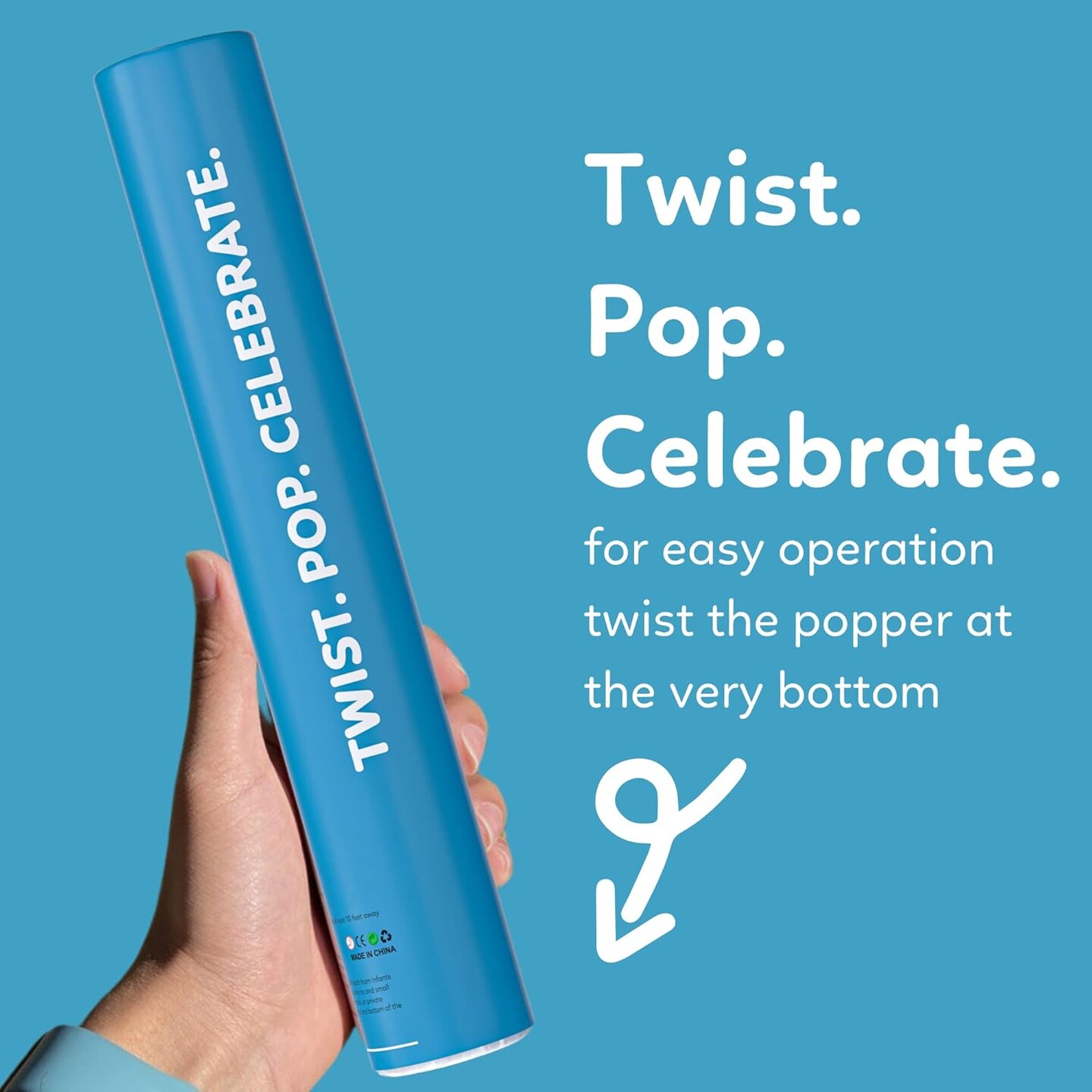 6-Pack Confetti Cannons | Biodegradable Rainbow | Launches 25ft | 12" Party Poppers