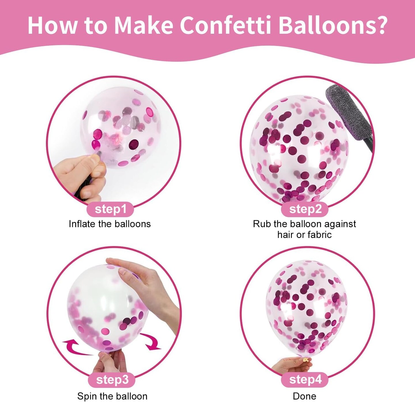 50-Pack Pink & White Balloon Kit 12in – Latex & Confetti Balloons for Party Decor