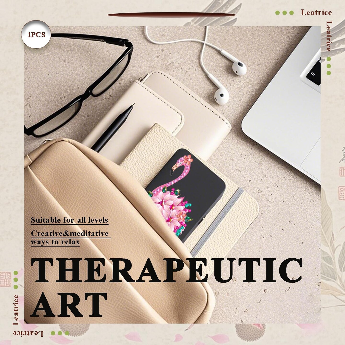 Diamond Art Kit for Adults – Small Eyeglasses Case DIY Paint by Diamonds for Beginners