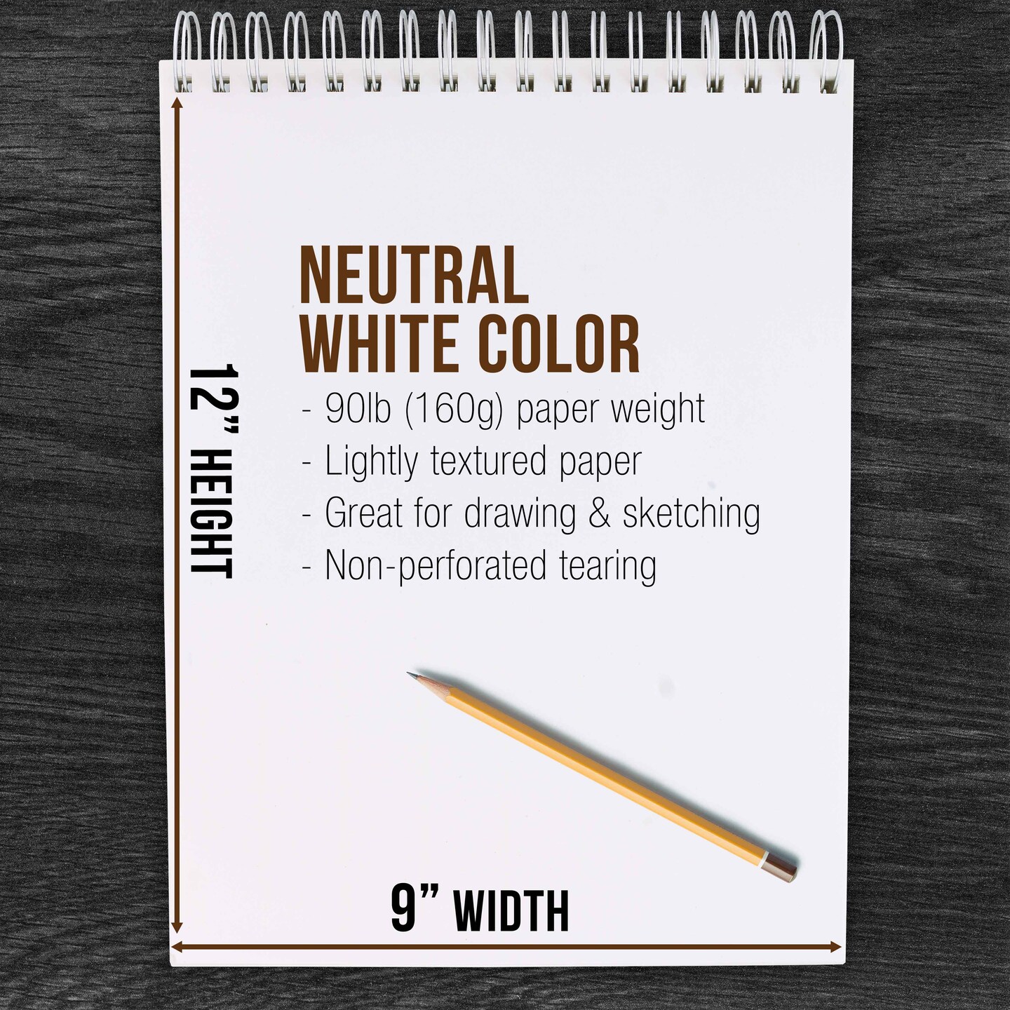 9&#xE2;&#x20AC;&#xFFFD;x12&#x22; Premium Heavy-Weight Paper Spiral Bound Sketch Book: 90 Pound (160gsm), 30-Sheet Drawing Pad (2 Pack)