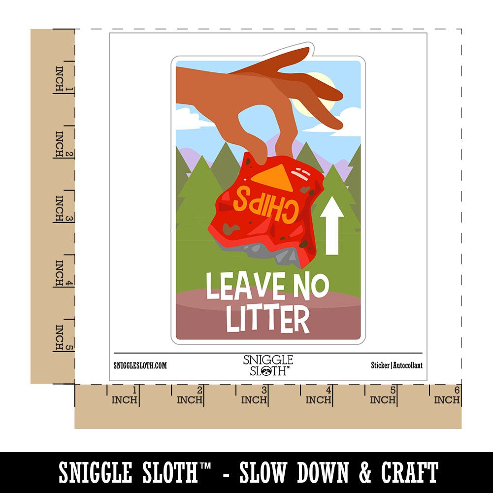 Water Bottle Sticker Set Leave No Litter Cleaning Parks Hiking Nature Cute Waterproof Vinyl Stickers Pack Decal, Skateboard, Laptop, Car, Window, Bumper - 5 Pack